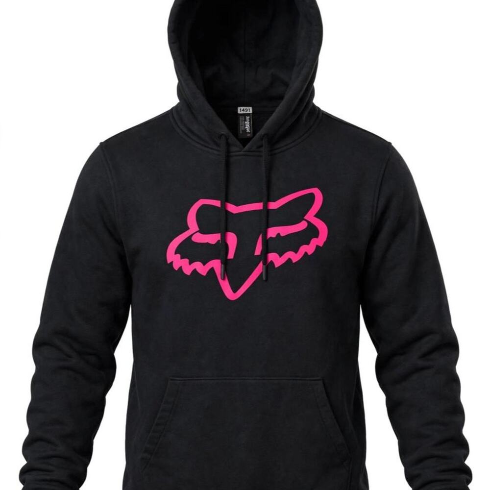 Fox Racing Womens Large Black Pink Fox Head Hoodie Boundry Pullover Unisex
